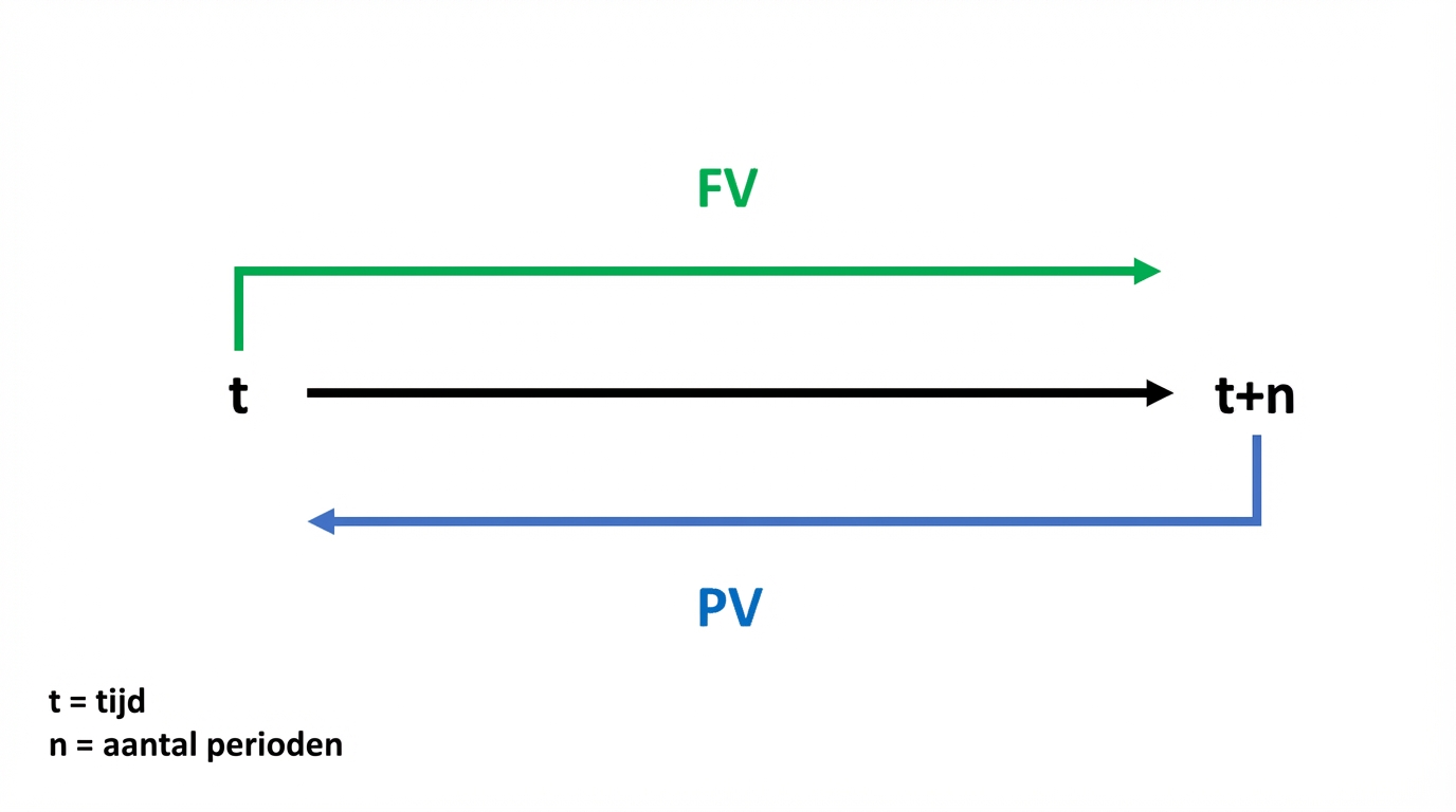 tijdlijn met fv boven en pv onder