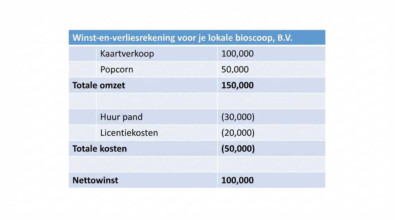 voorbeeld van een winst-en-verliesrekening