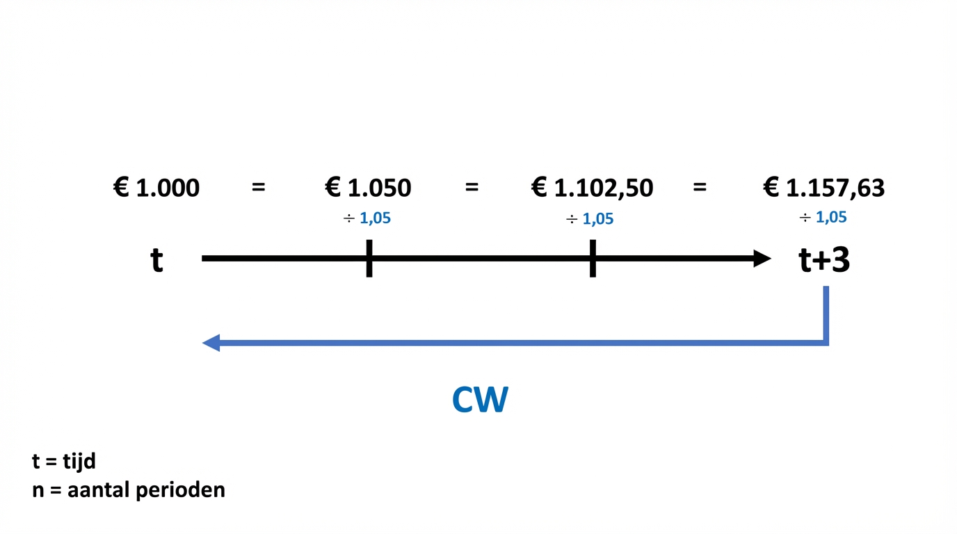 voorbeeld van contantewaardeberekening op tijdlijn