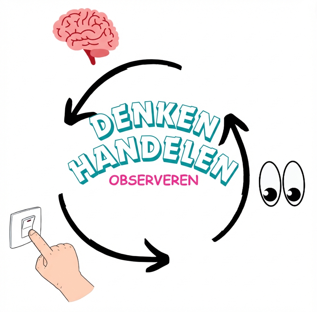 Een lus van denken, handelen en observeren.