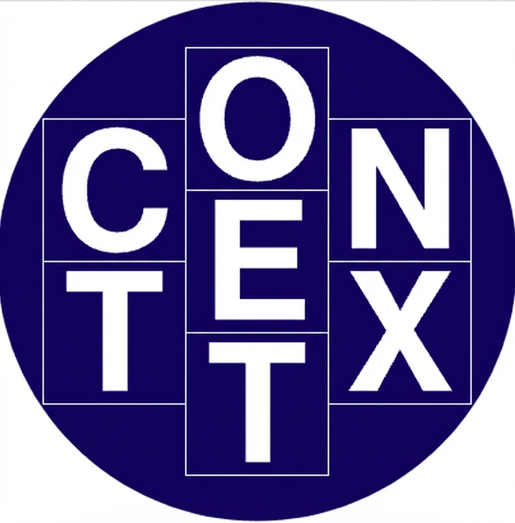 Het woord "context" opgedeeld in losse letters.