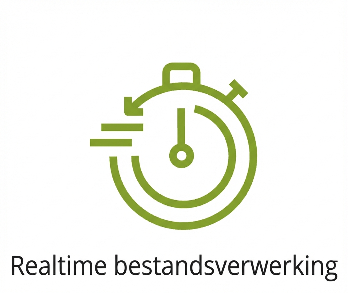 Een pictogram dat realtime verwerking toont.