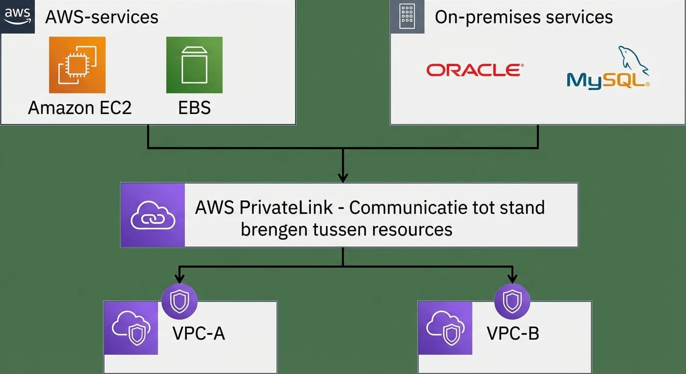 Een architectuurdiagram van AWS PrivateLink.