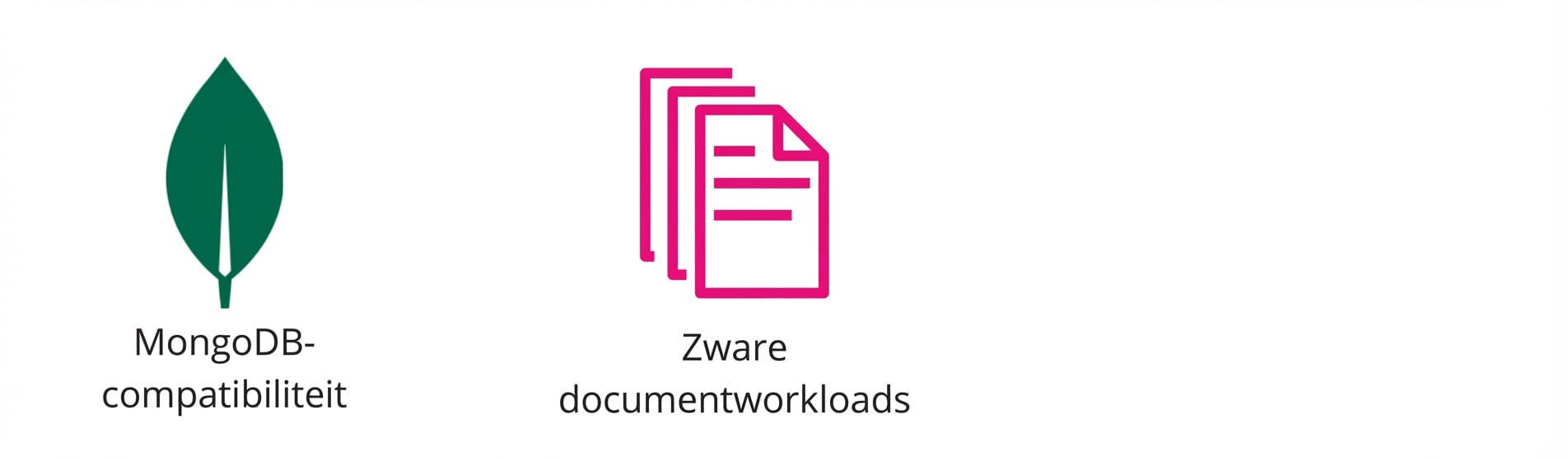 Pictogrammen van MongoDB en zware documentworkloads.