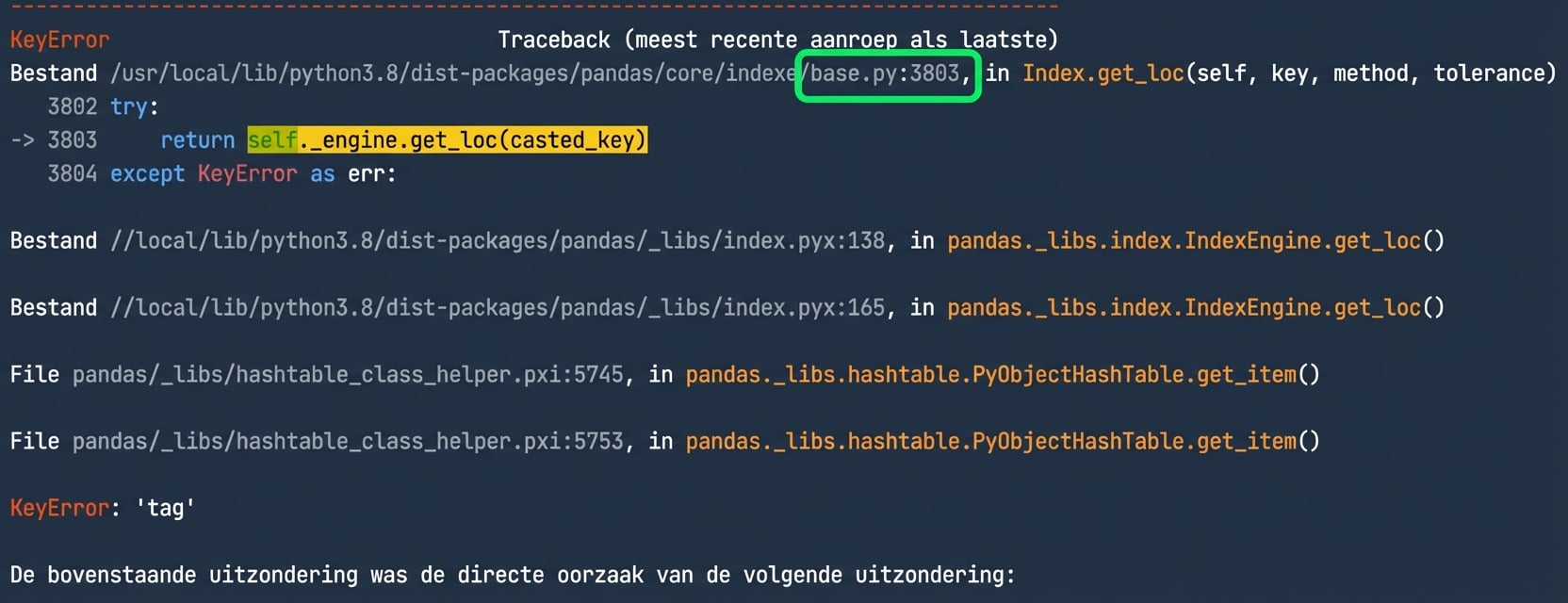 Traceback met base.py gemarkeerd