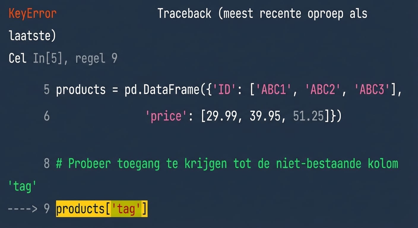 Traceback met de regel in onze code die de fout veroorzaakte