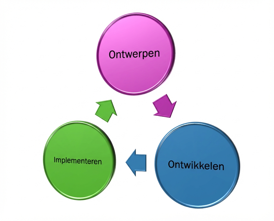 Een diagram met drie elementen: Design, Develop, Deploy