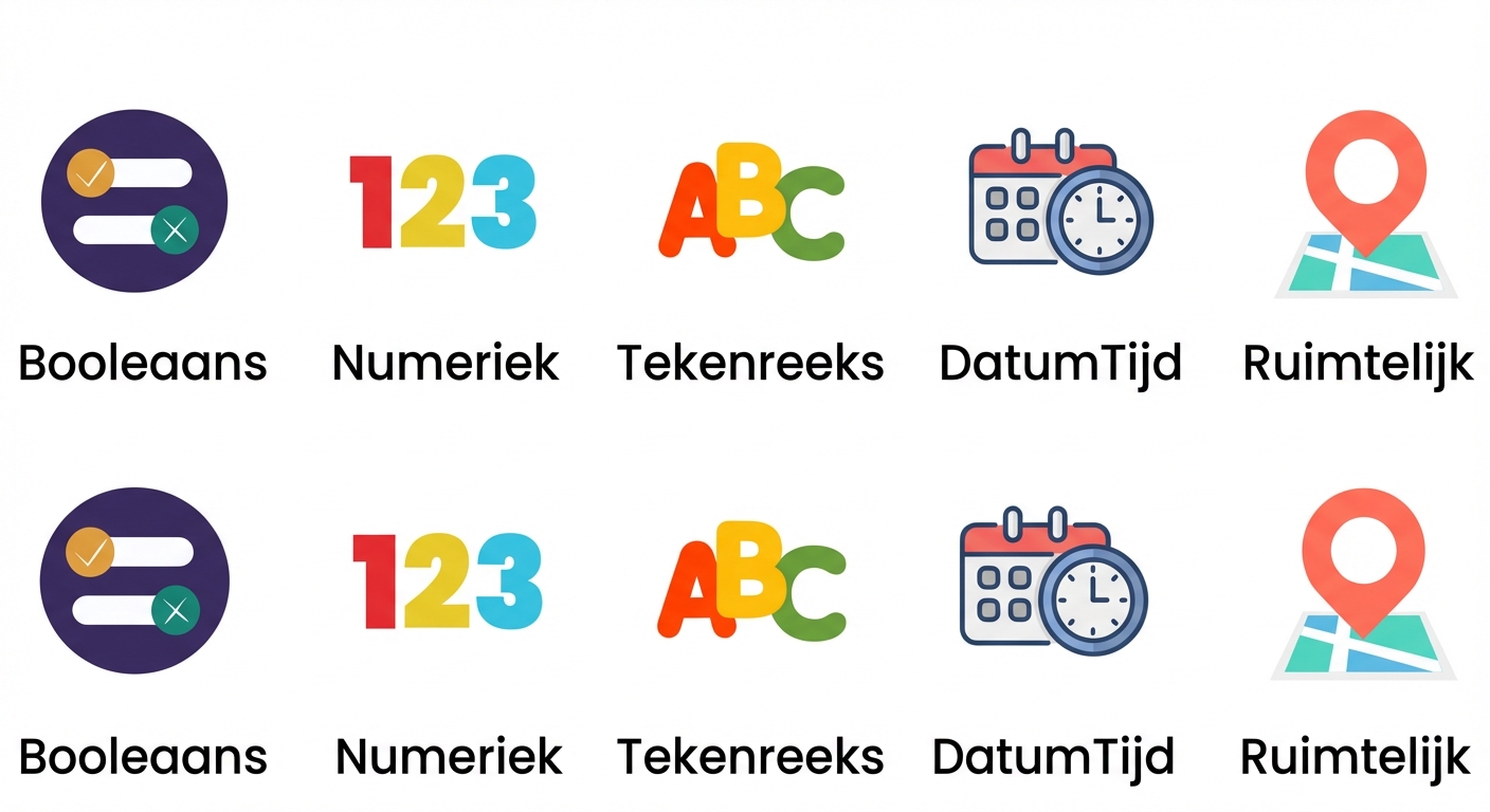 Alle vijf datatypes in Alteryx