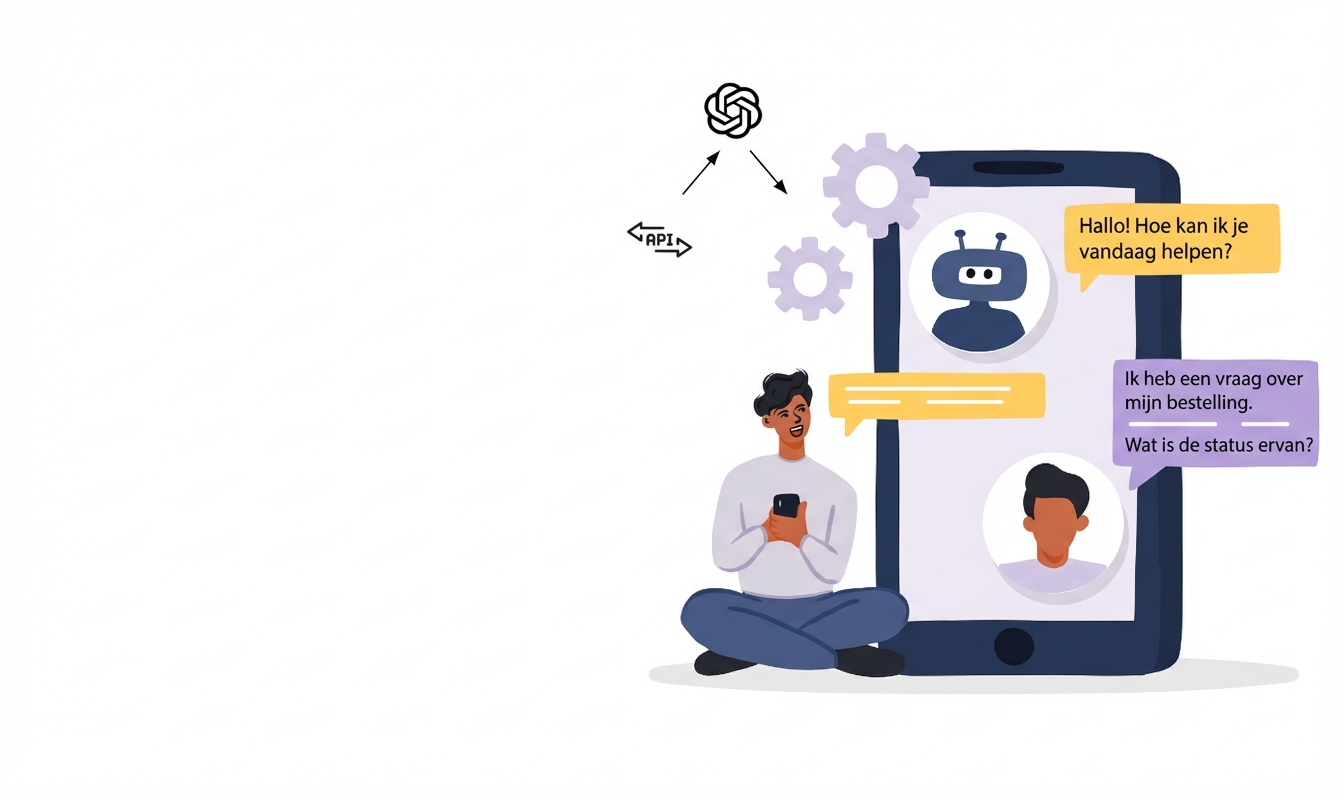 Een illustratie van een gebruiker van een AI-applicatie gebouwd met de OpenAI API