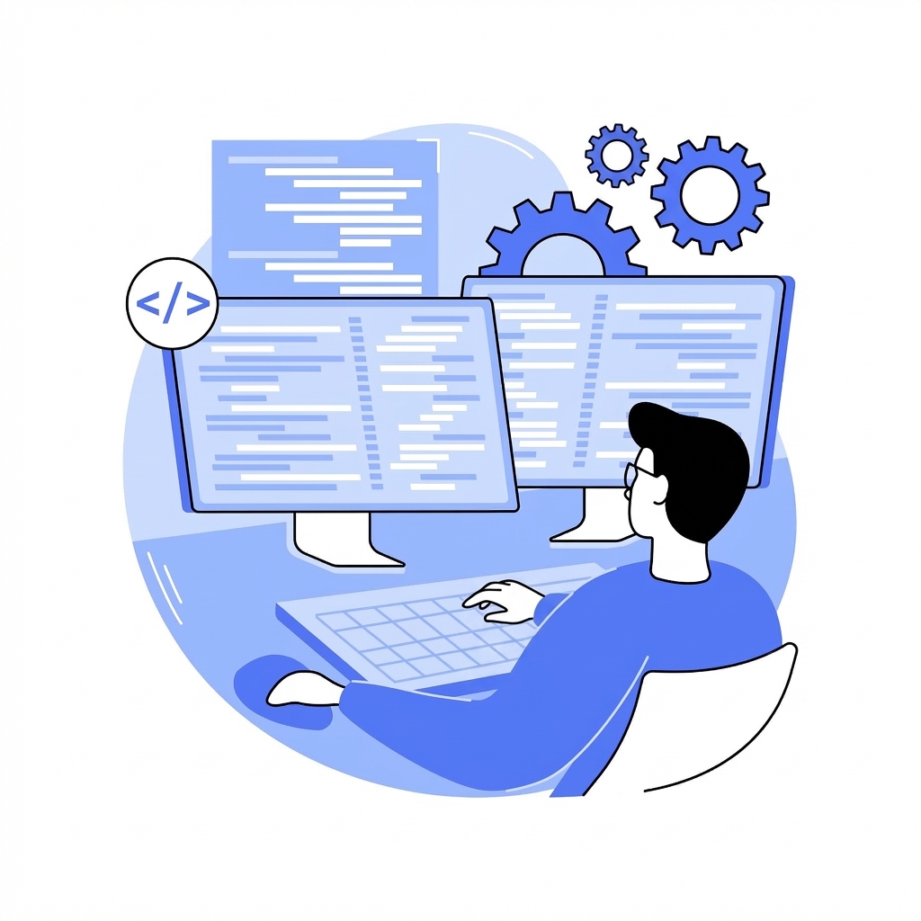 Een ontwikkelaar die code test op meerdere schermen