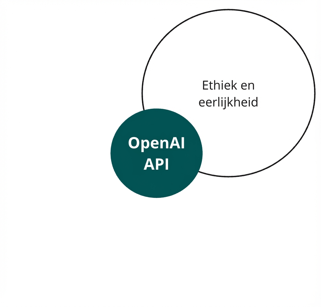 Een cirkel met de OpenAI API die overlapt met een andere met 'ethiek en eerlijkheid'
