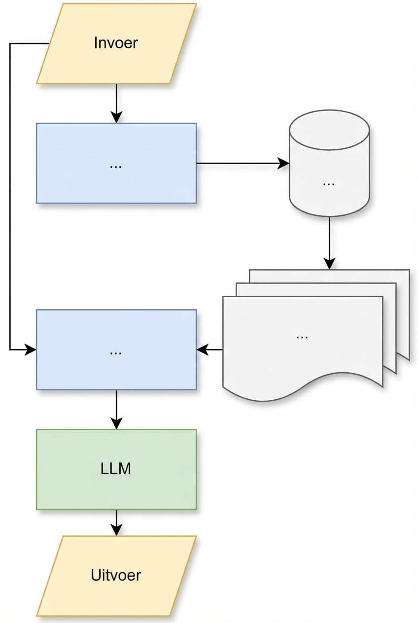 Afbeelding van een complexe LLM-pijplijn