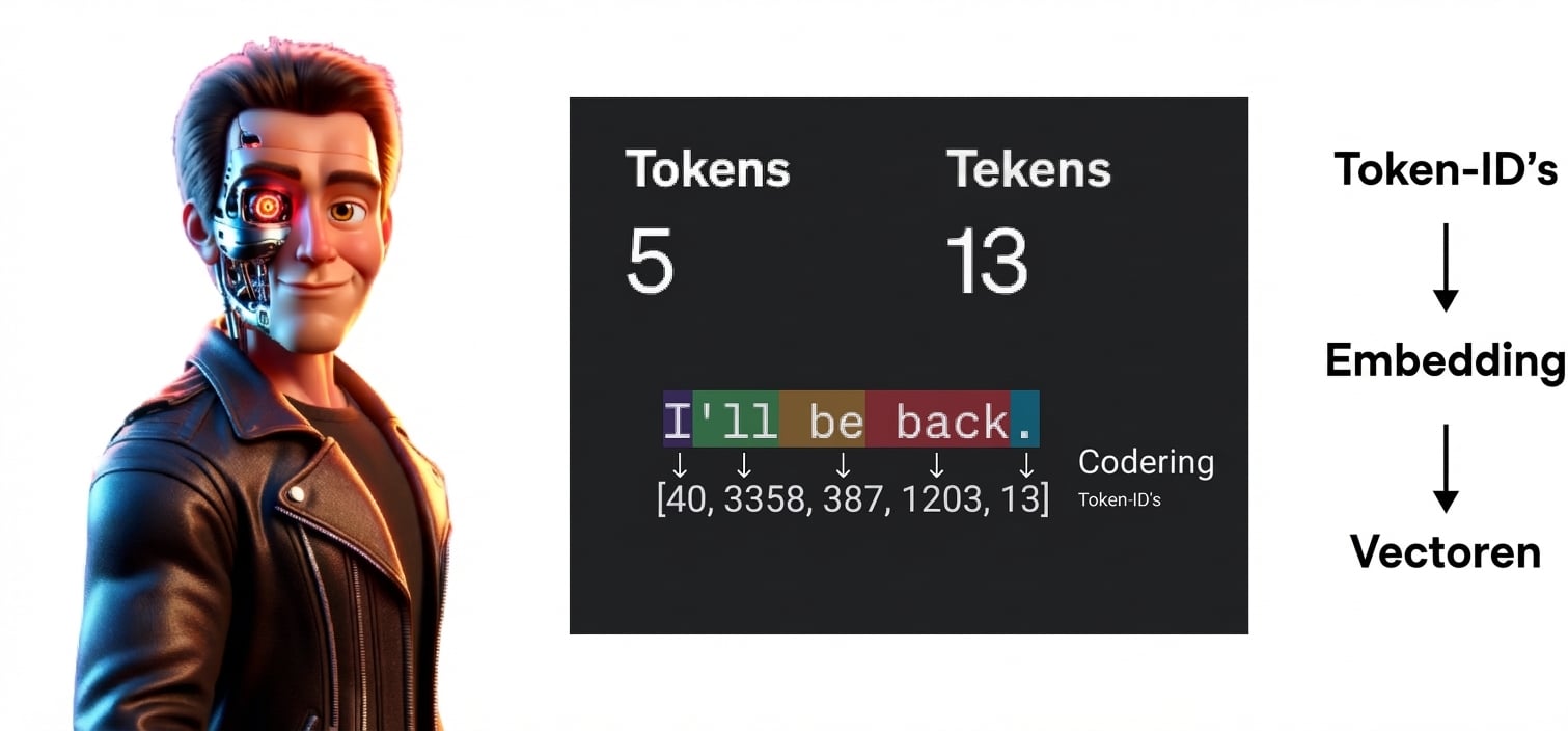 Illustratie van een man die lijkt op het filmpersonage Terminator