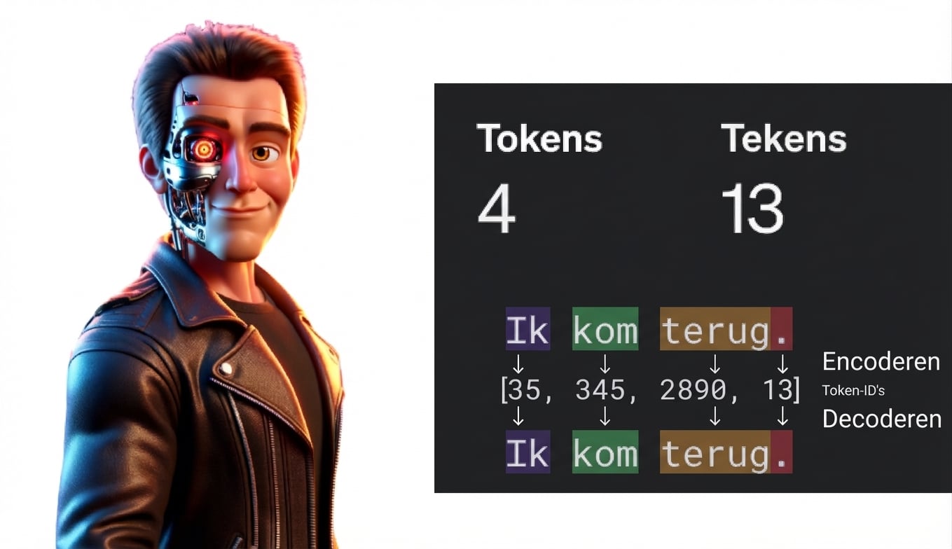 Illustratie van een man die lijkt op het filmpersonage Terminator