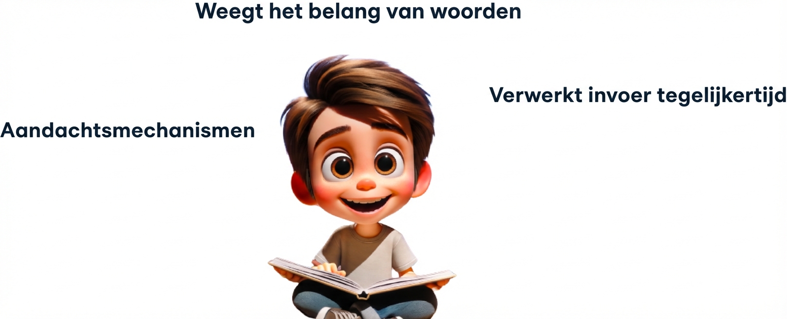 Illustratie van een blij lezende jongen