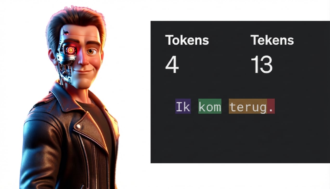 Illustratie van een man die lijkt op het filmpersonage Terminator