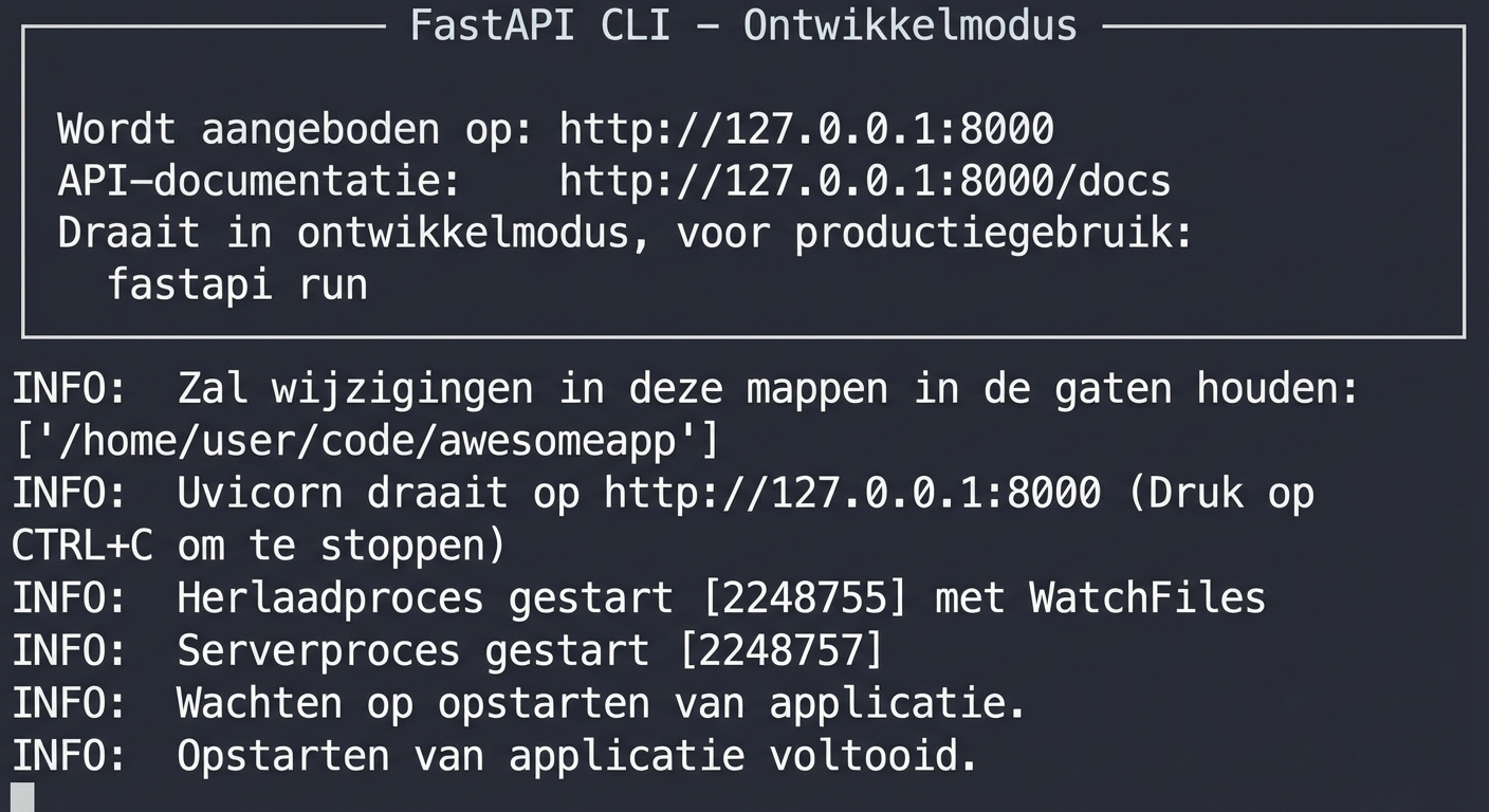 REPL waarop FastAPI draait