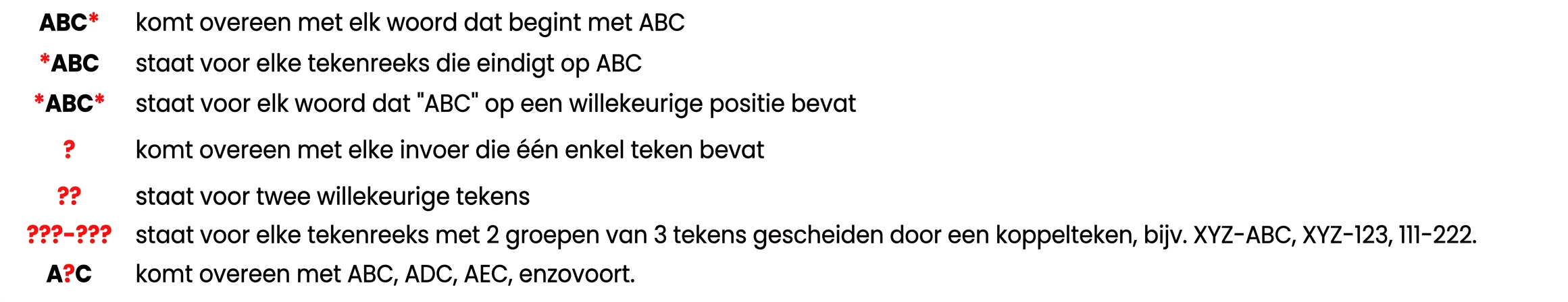 Example of several wildcards
