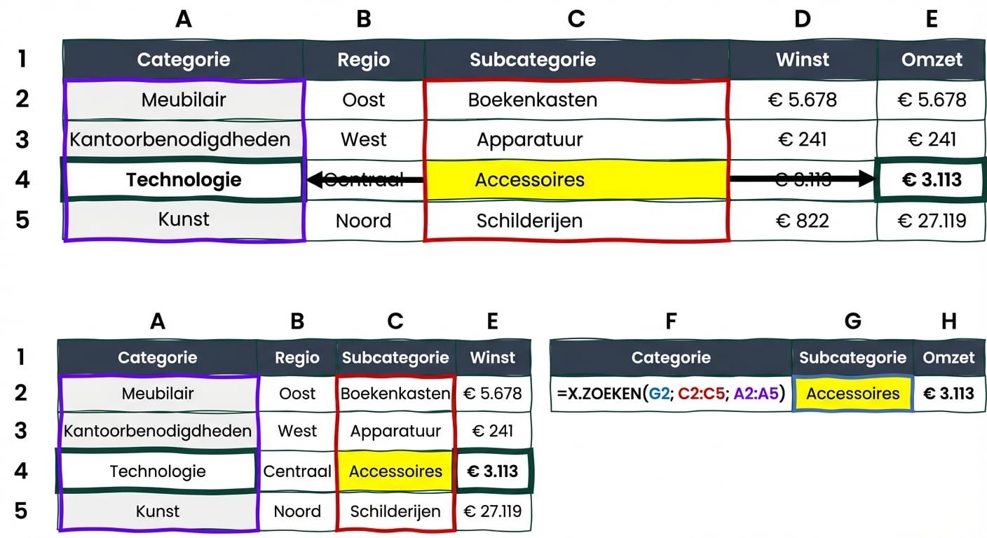 Een voorbeeld van de XLOOKUP-functie