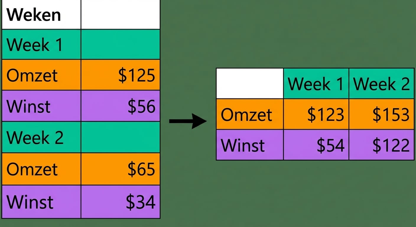 Voorbeeld van een geneste tabel en de transformatie ervan