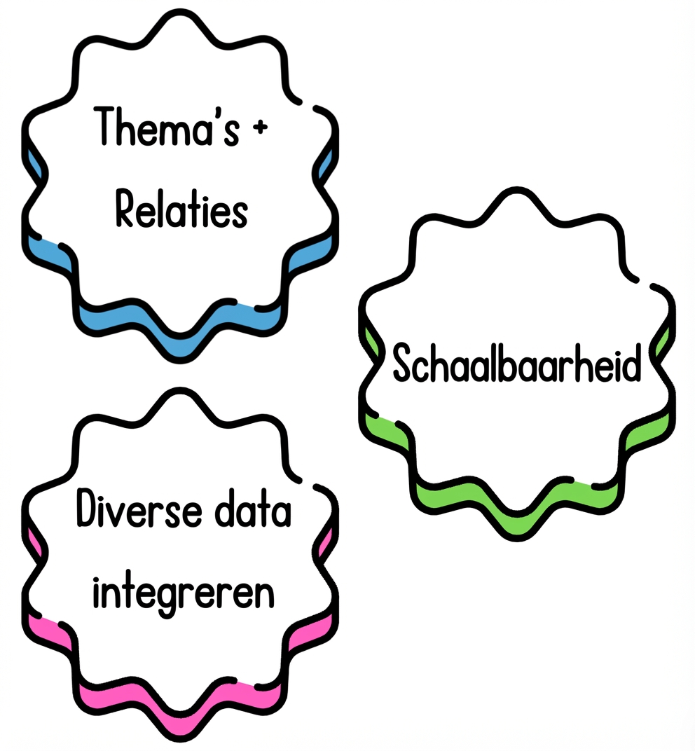 Een tekstballon met "diverse data integreren".