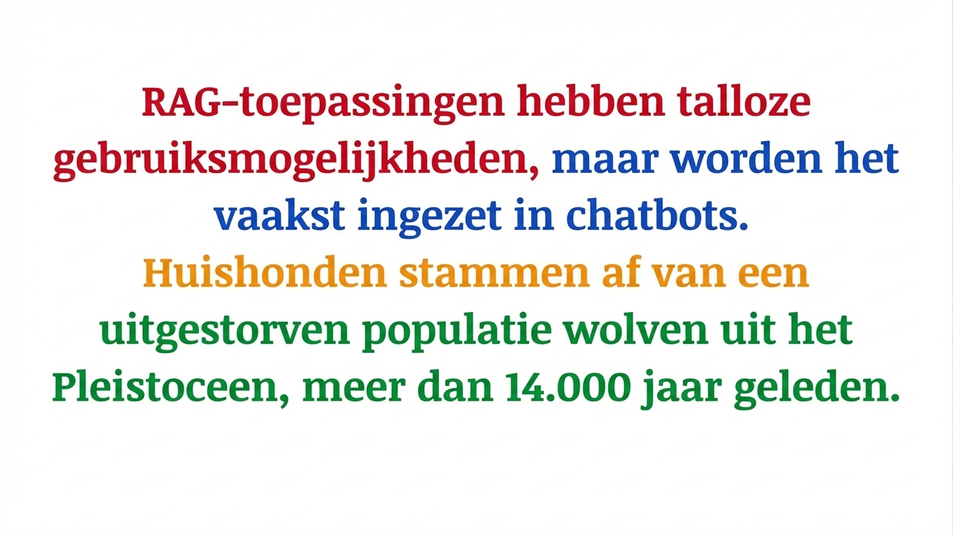 De alinea is gesplitst met tekens of tokens waardoor context is verloren.