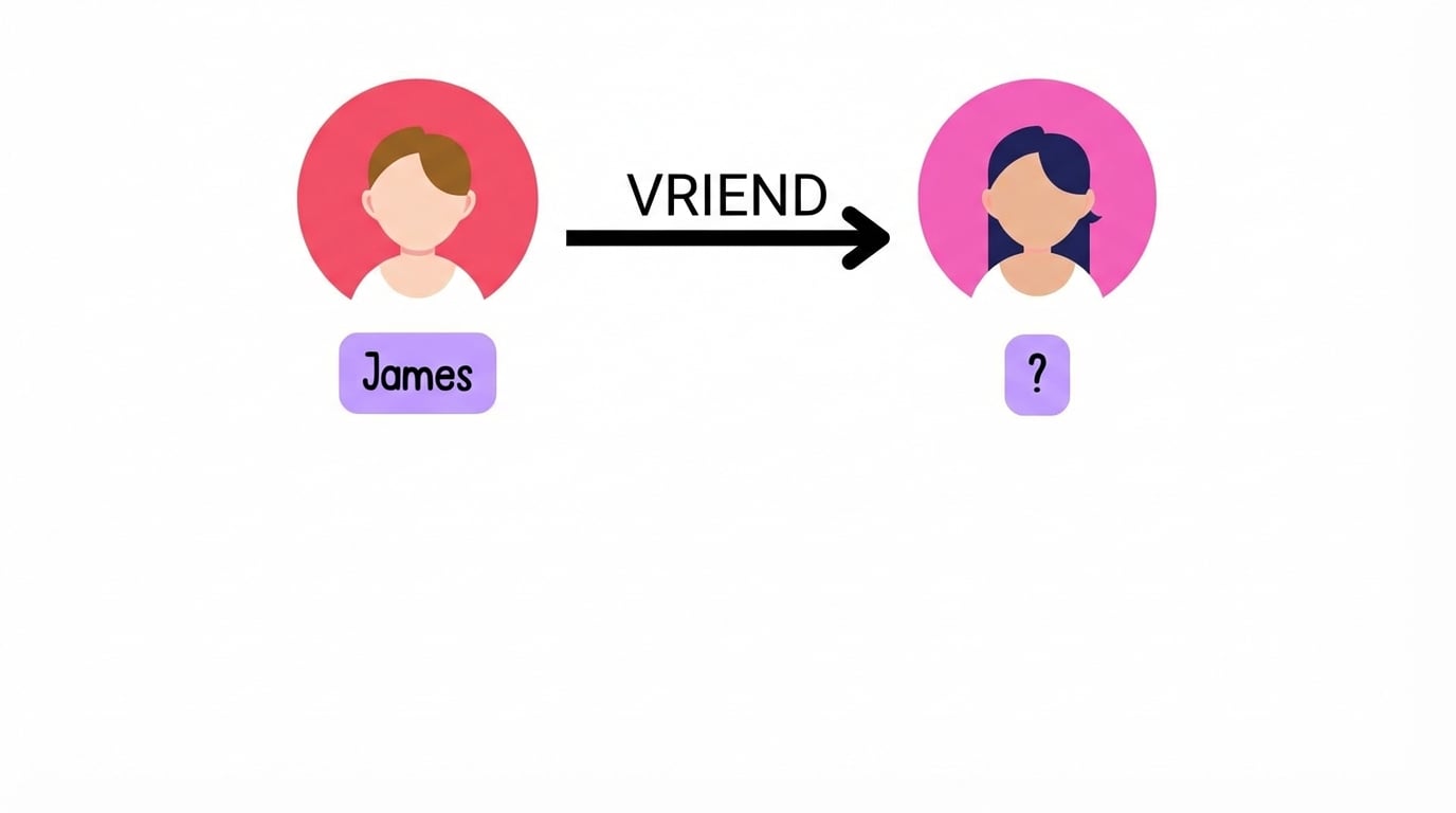 Een knooppunt James met een relatie friends naar een onbekend knooppunt person.