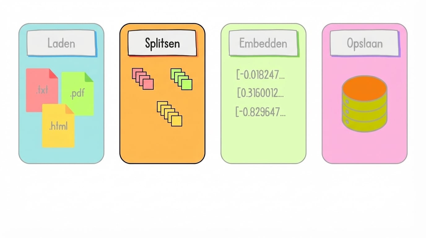 De splitsstap is gemarkeerd in de RAG-ontwikkelworkflow.