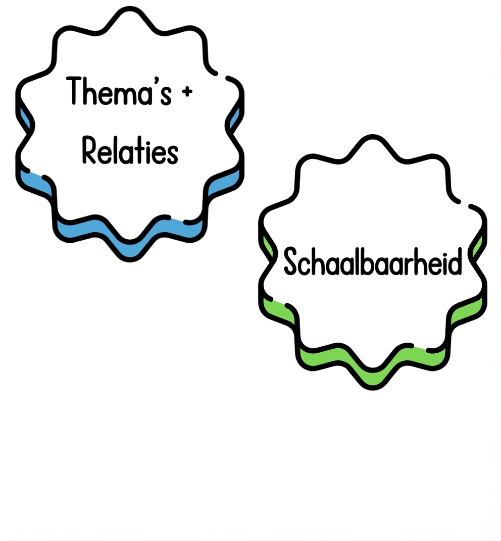 Een tekstballon met "schaalbaarheid".