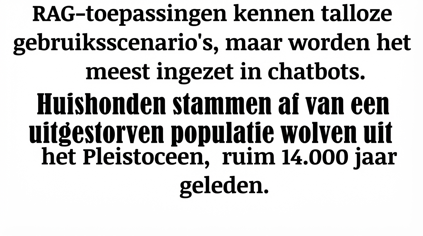 Een alinea met een zin over RAG-toepassingen en een zin over honden.