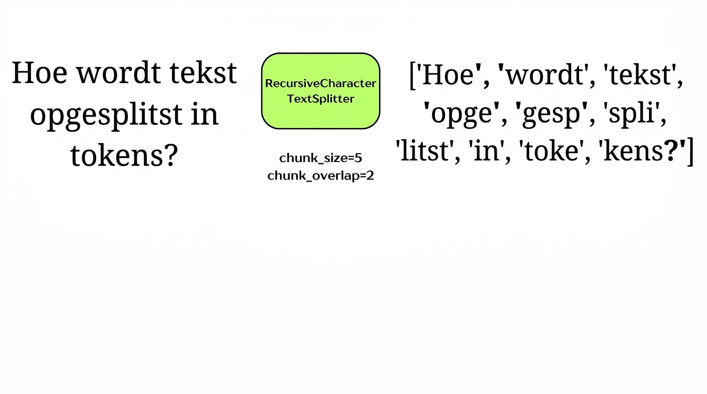 Een tekensplitser die tekst in chunks splitst op basis van het aantal tekens.