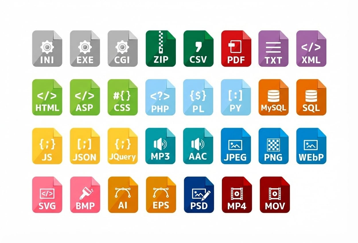 Een reeks verschillende bestandsindelingen.