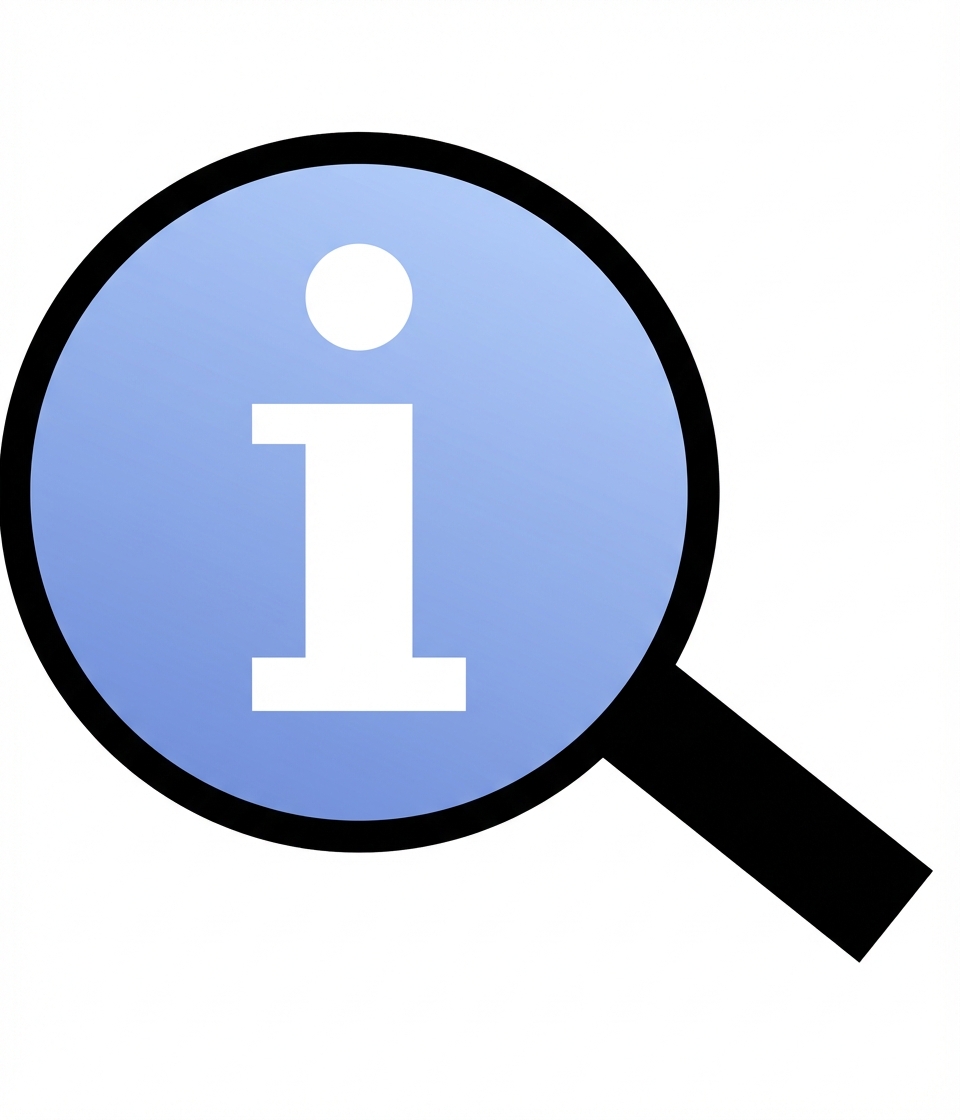 Vergrootglas dat informatie voorstelt.