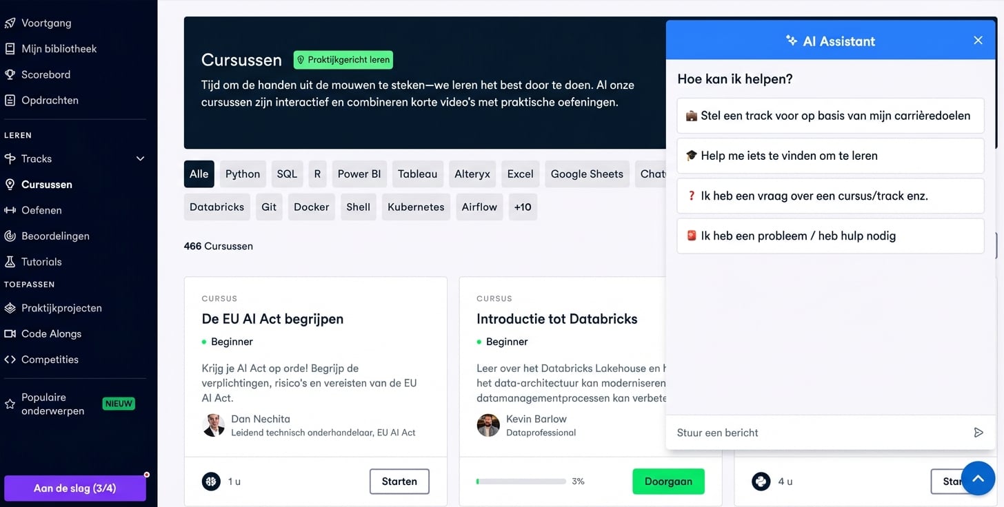 DataCamp-cursuspagina met de AI Assistant