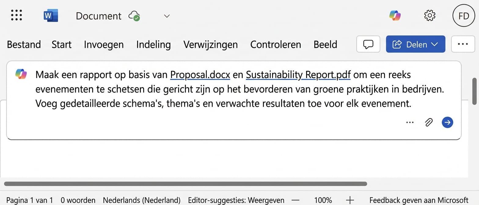 Copilot-prompt die naar twee bestanden verwijst