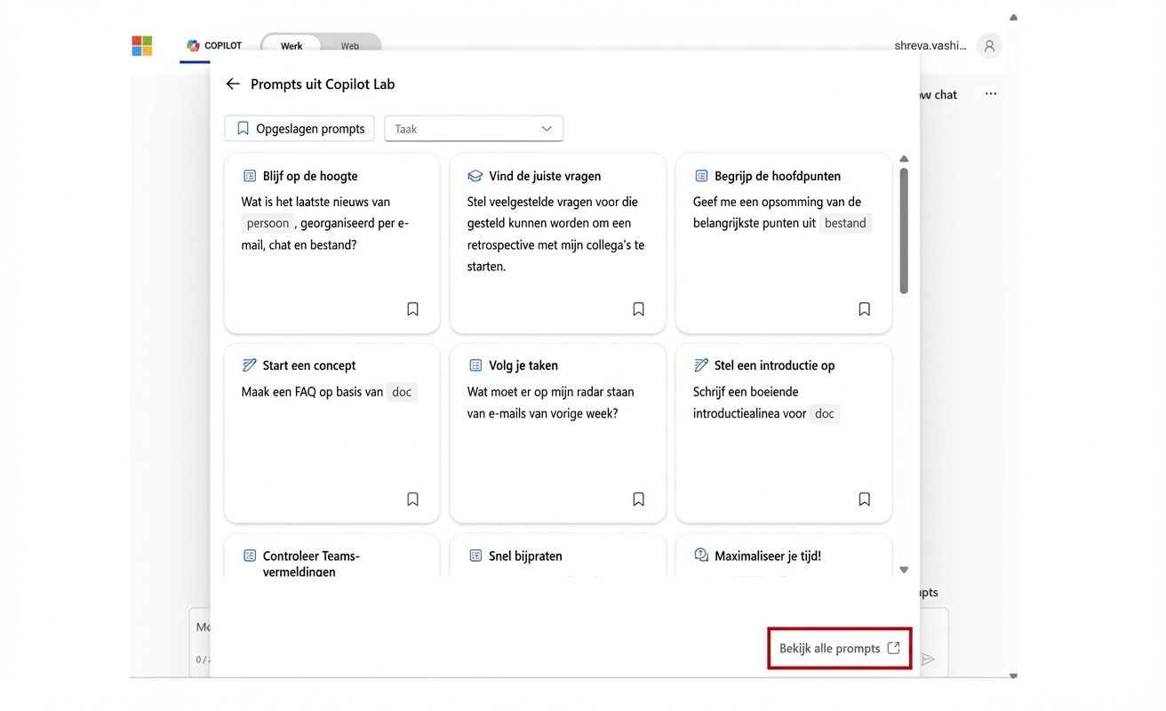 Een paar suggesties voor prompts van Copilot Lab.