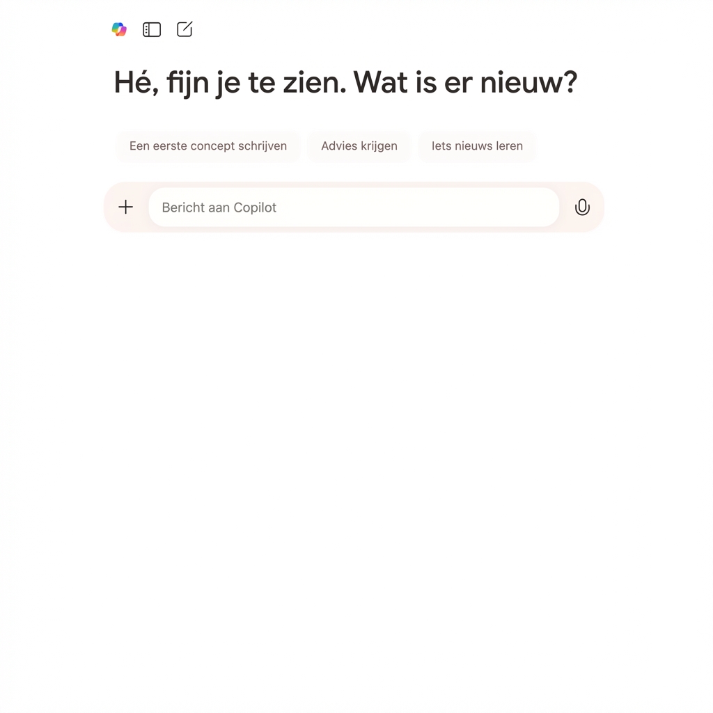Copilot-chat met een welkomstbericht