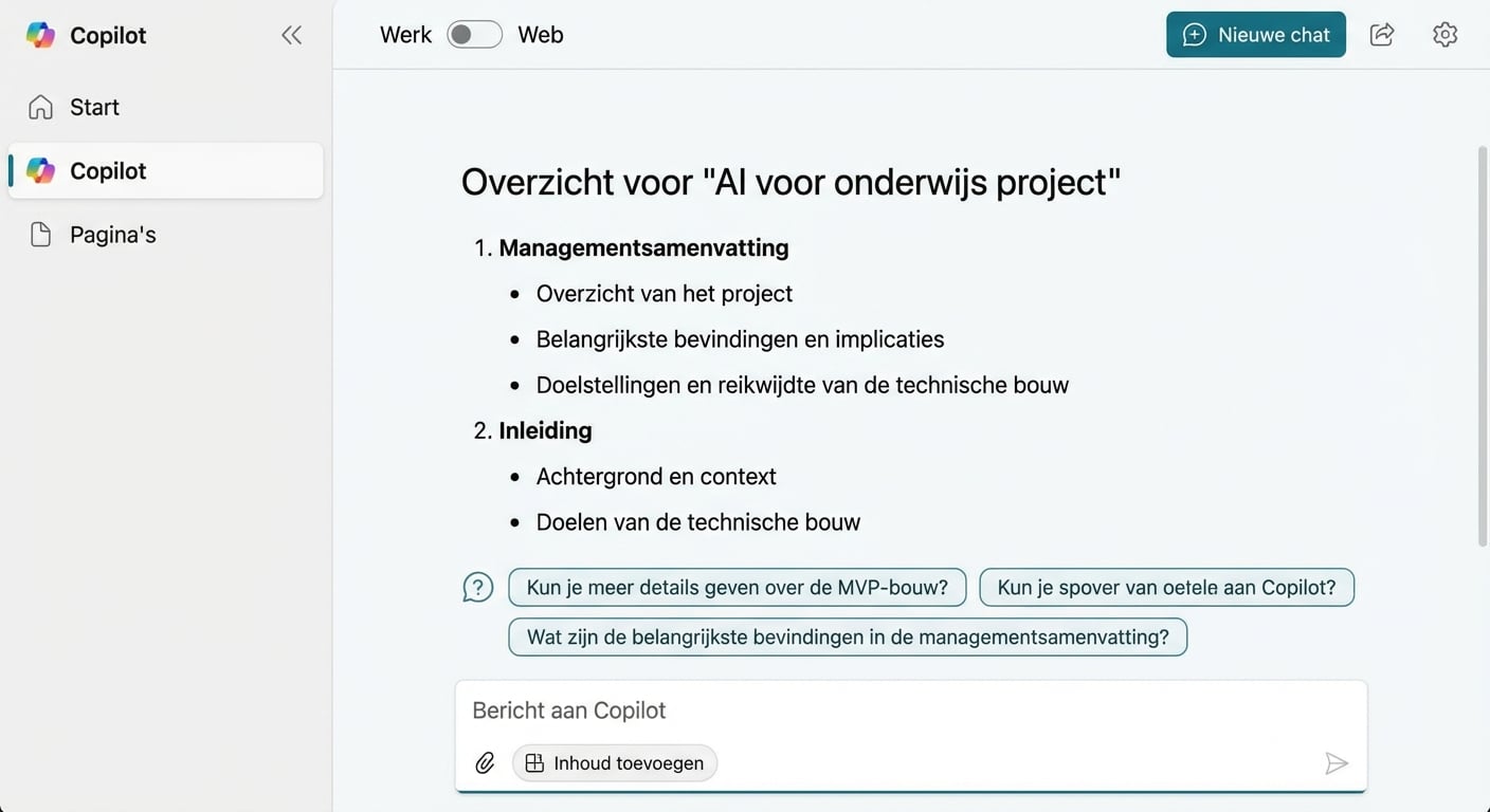 Screenshot van de rapportopzet.