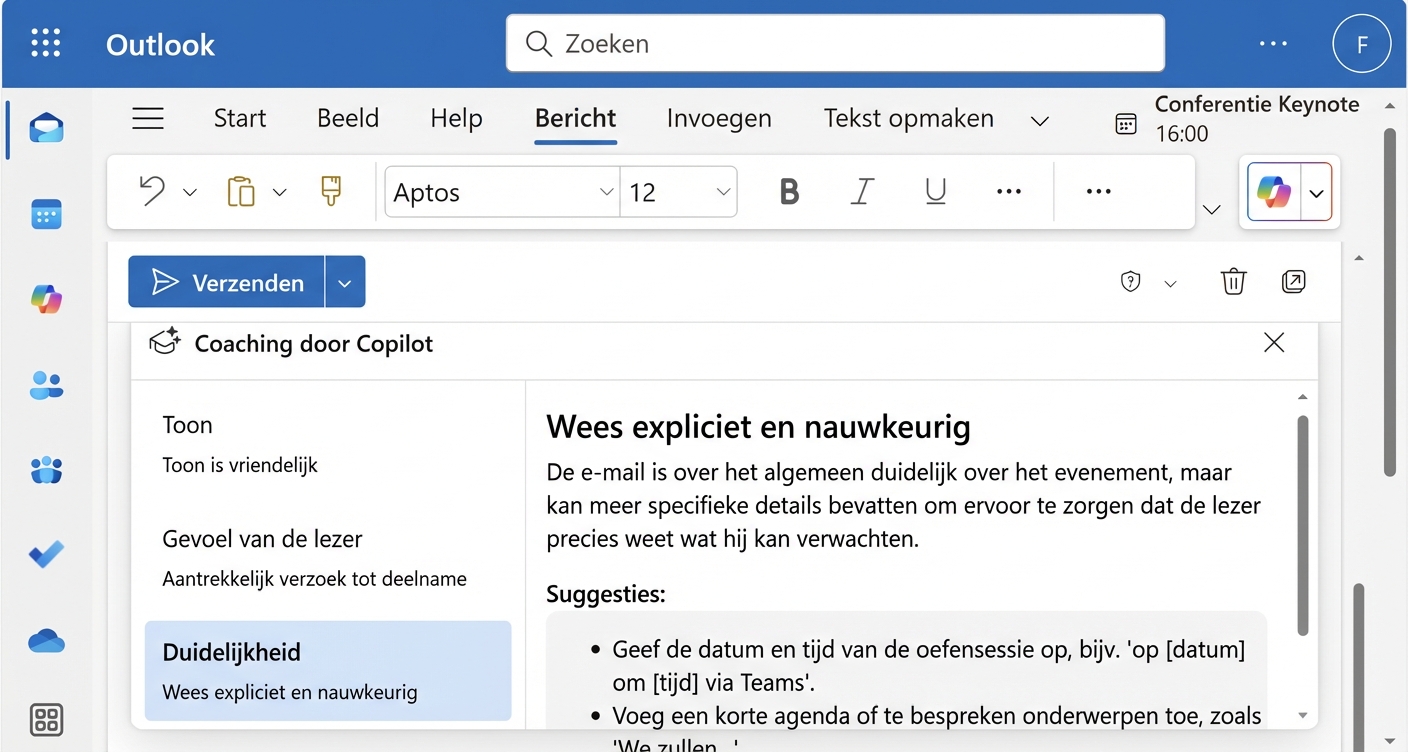 Antwoord van Copilot met tips voor verduidelijking
