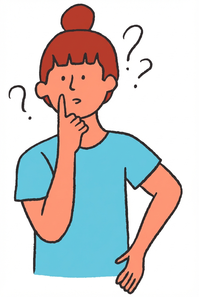 Iemand die zit te denken en vraagtekens boven hun hoofd heeft