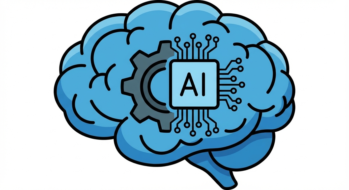 Een gecombineerde afbeelding van een menselijk brein en kunstmatige intelligentie