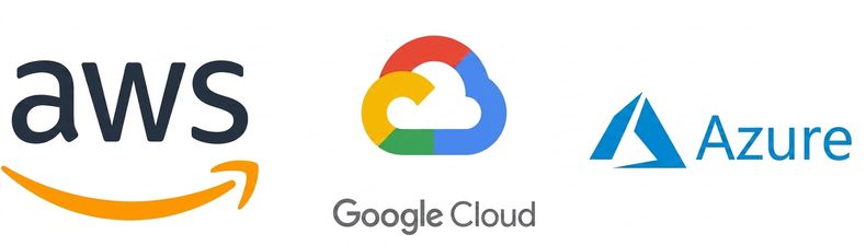 Logo's van AWS, GCP en Azure-cloudproviders