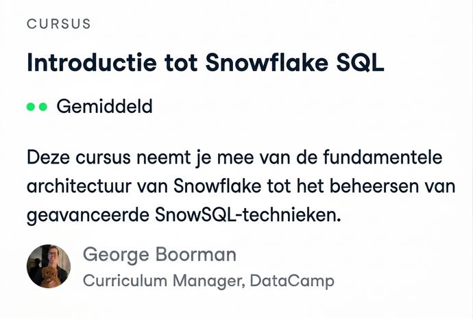 Een screenshot van DataCamp's Introduction to Snowflake SQL-cursus
