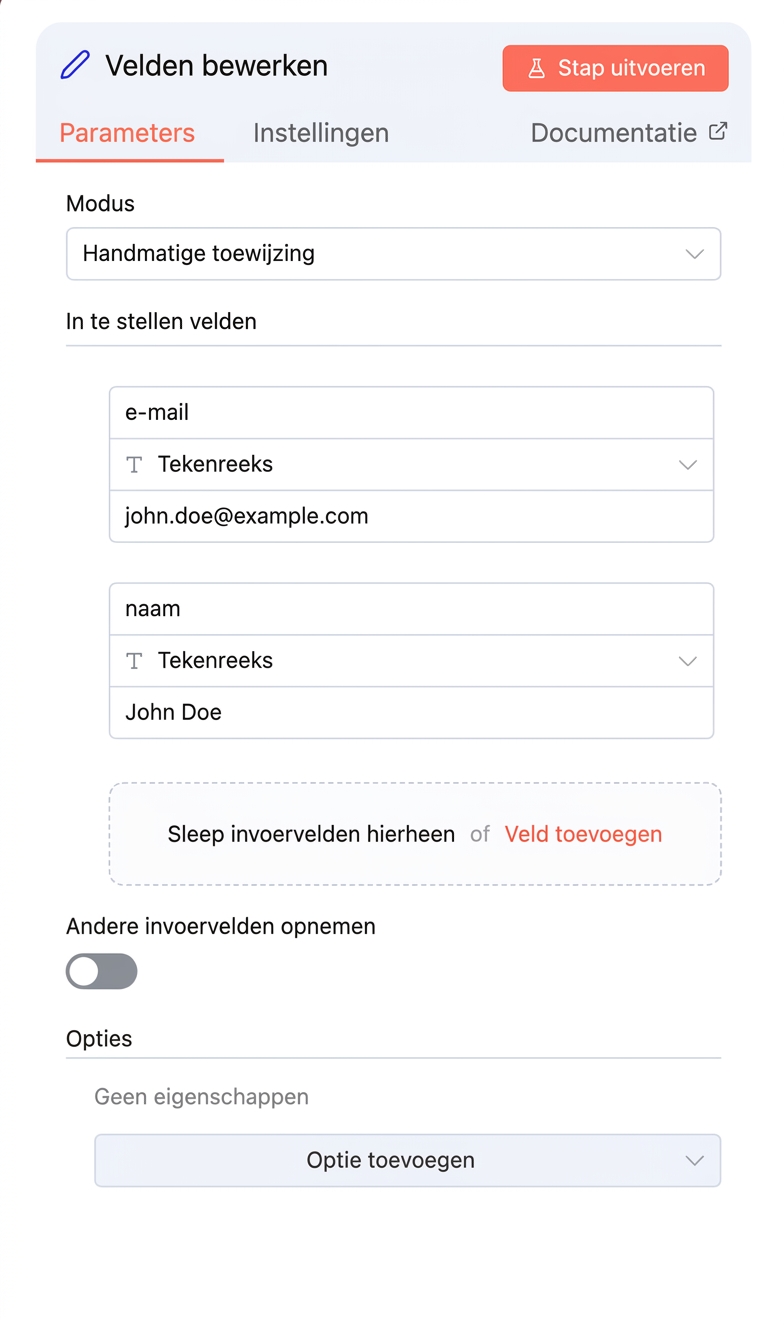 Node Velden bewerken