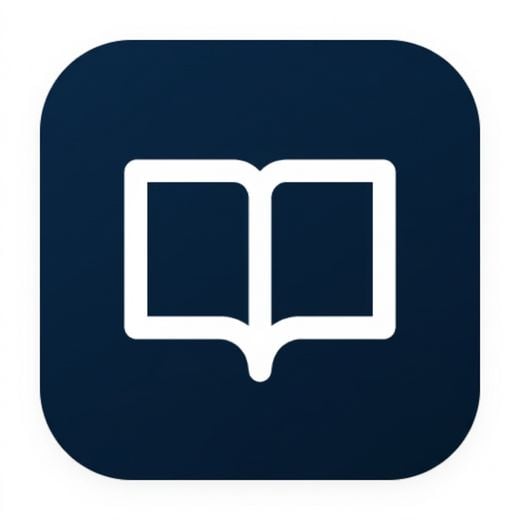Een donkerblauw open-boekpictogram