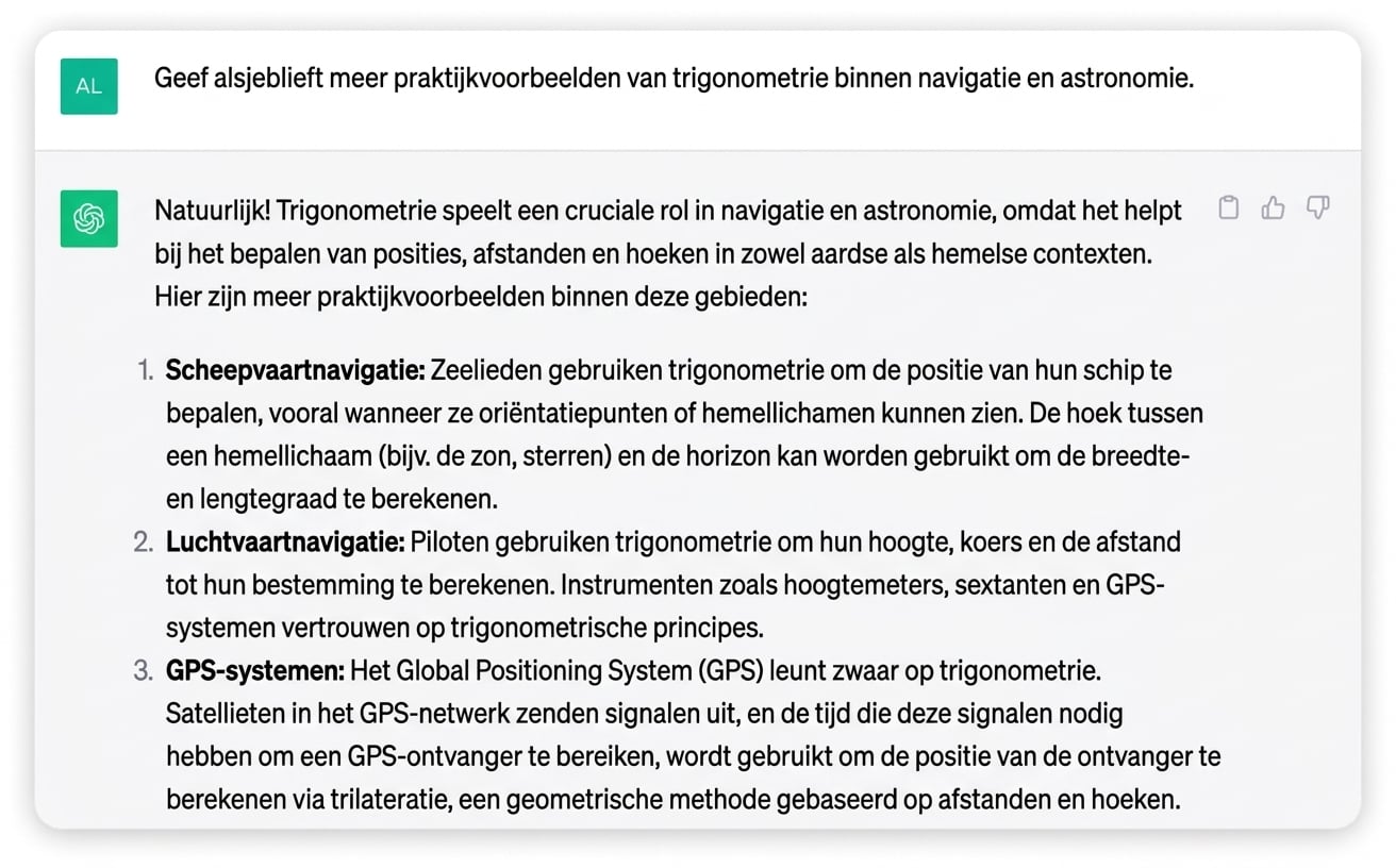 Screenshot van een gedetailleerd antwoord gegenereerd door ChatGPT