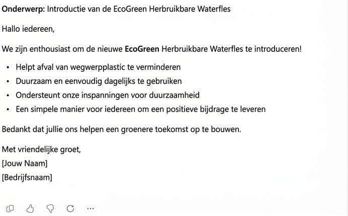 Dezelfde e-mail, nu korter met opsommingstekens