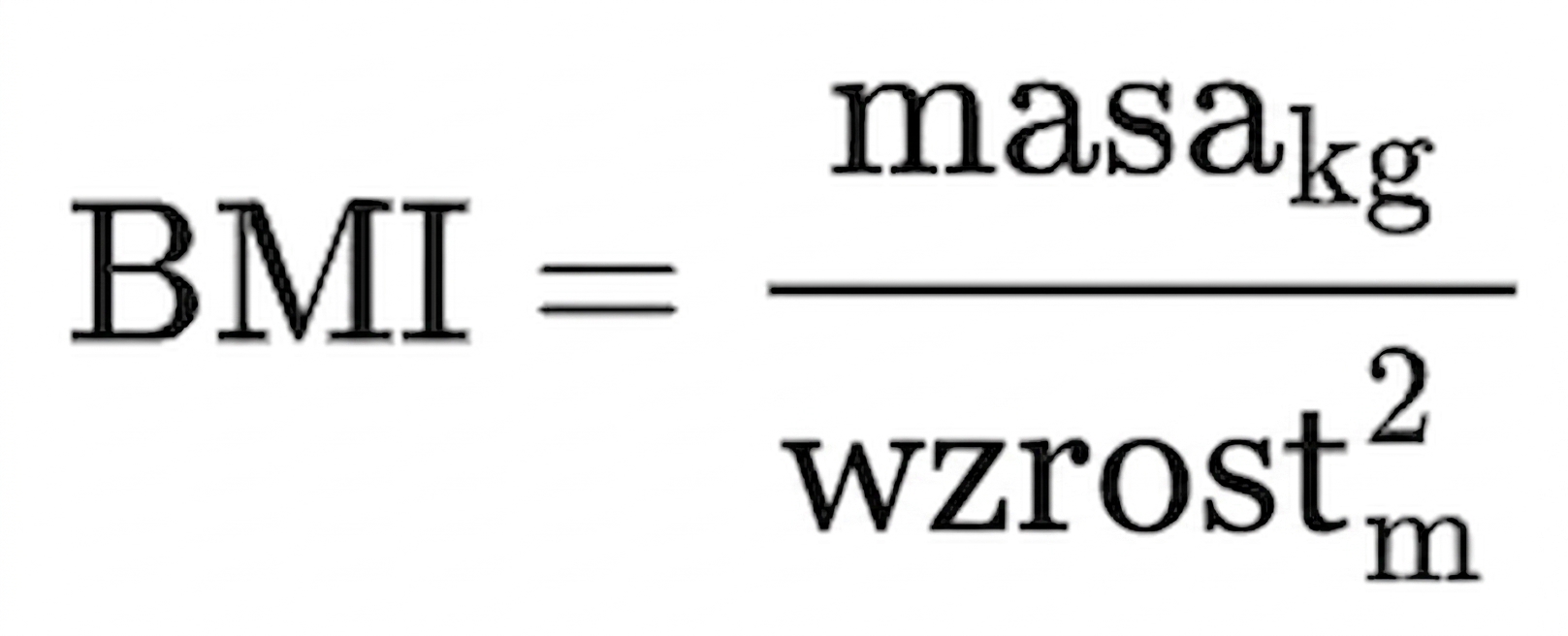 BMI = masa(kg) / wzrost(m)^2