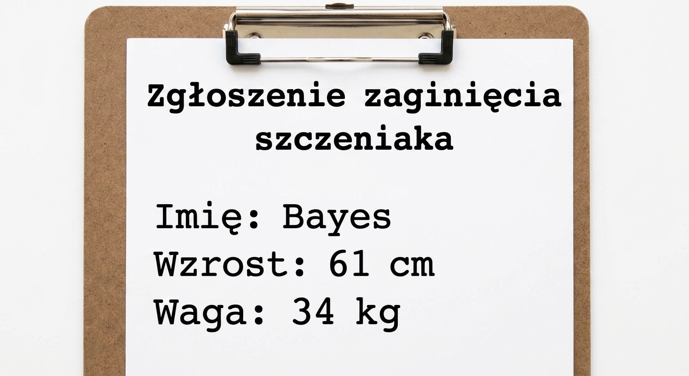 raport o zaginionym szczenięciu