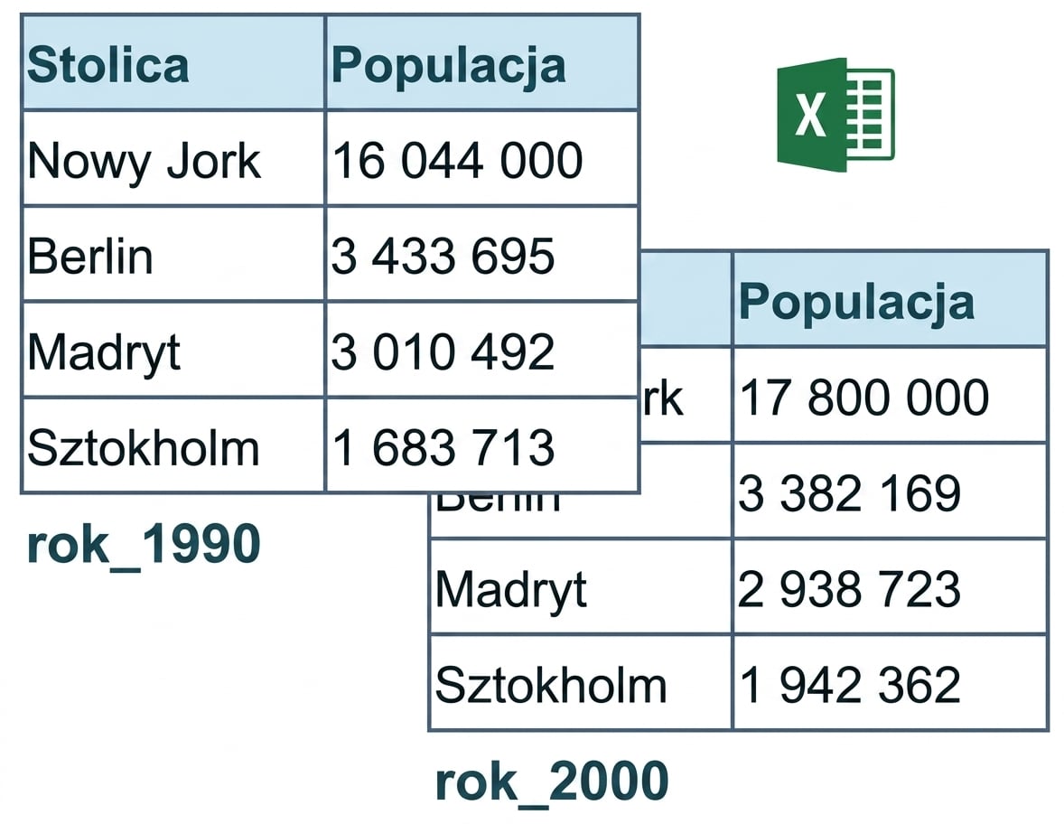 Zrzut ekranu struktury danych w Excelu
